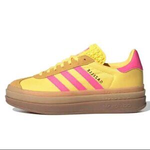 Adidas Platform Gazelles - Yellow/Gold and Pink